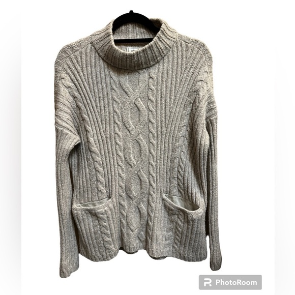 ABERCROMBIE & FITCH cable knit chunk women's oat Mock Neck Sweater SZ Small - Picture 7 of 14